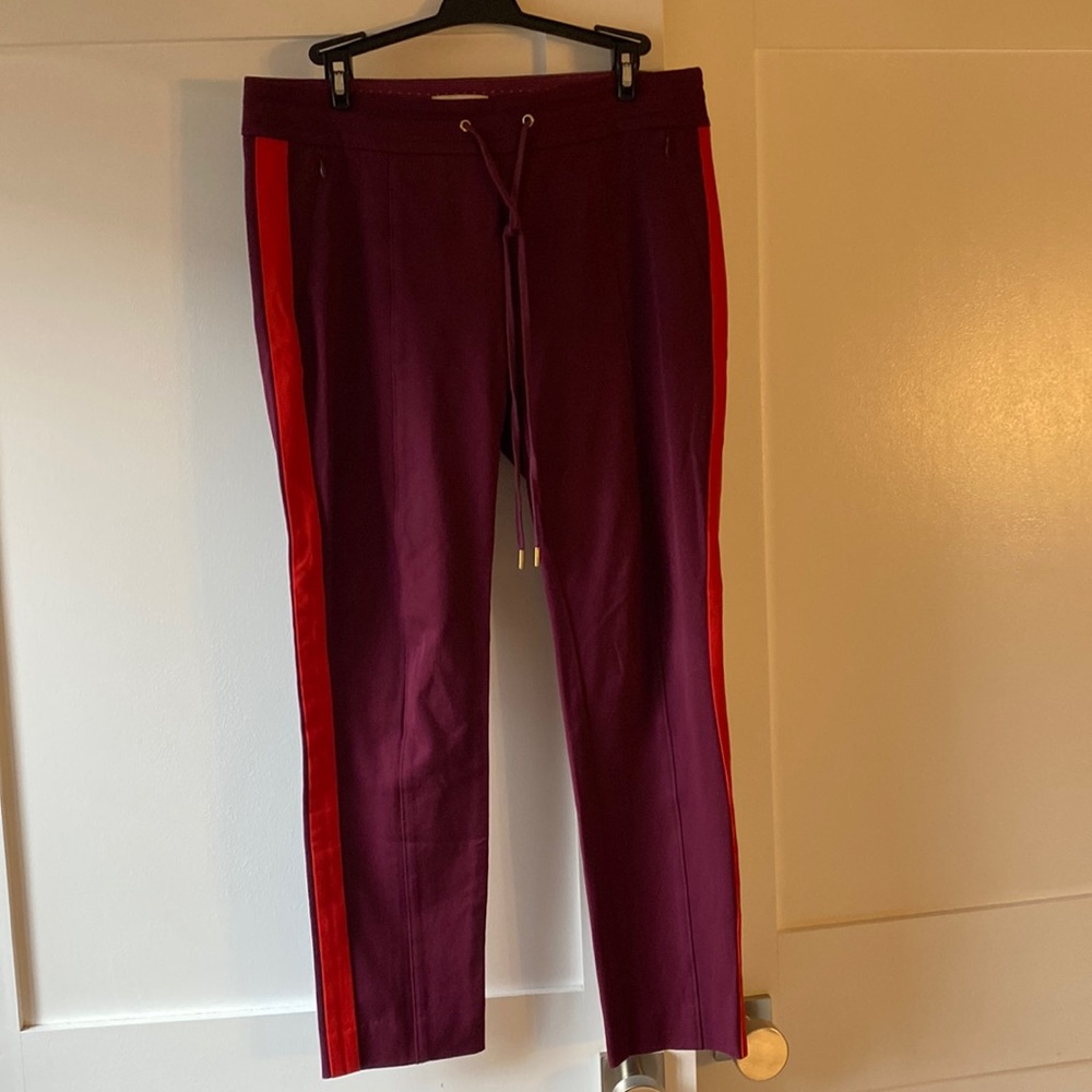 Maroon ankle length cut pants from Anthropologie